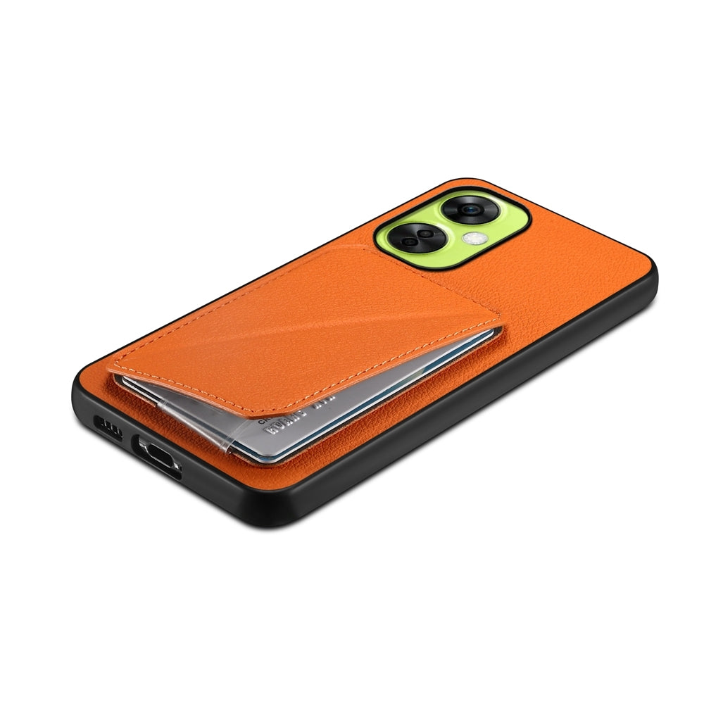 OnePlus Nord CE 3 Lite Calf Texture Leather Case with Dual Card Slots and Stand Function