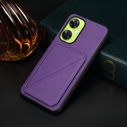 OnePlus Nord CE 3 Lite Calf Texture Leather Case with Dual Card Slots and Stand Function