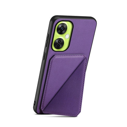 OnePlus Nord CE 3 Lite Calf Texture Leather Case with Dual Card Slots and Stand Function