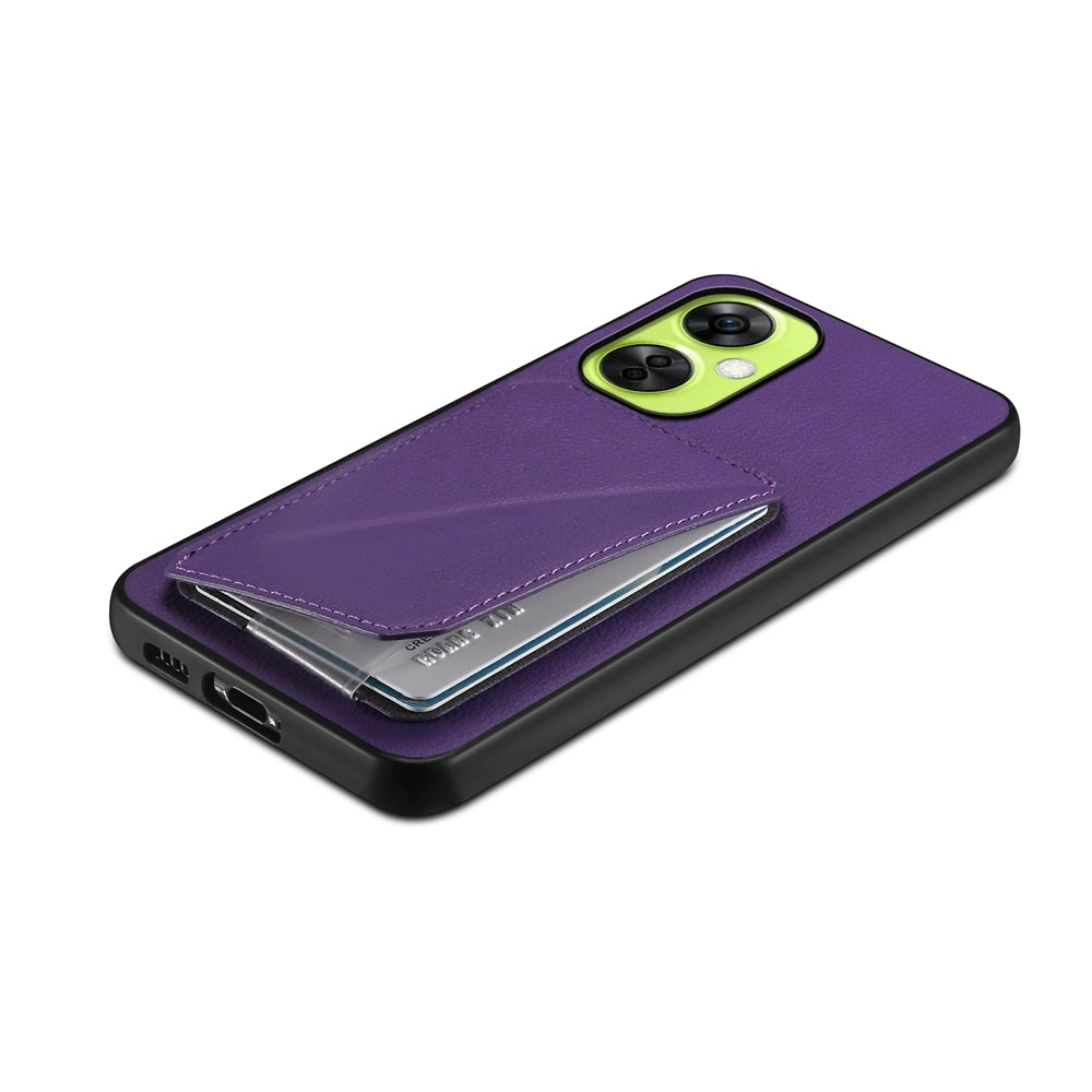 OnePlus Nord CE 3 Lite Calf Texture Leather Case with Dual Card Slots and Stand Function