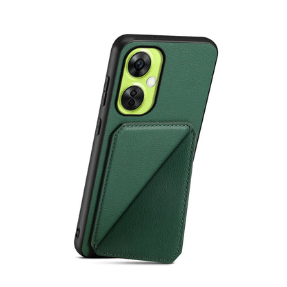 OnePlus Nord CE 3 Lite Calf Texture Leather Case with Dual Card Slots and Stand Function
