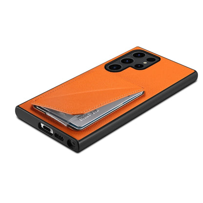 Samsung Galaxy S23 Ultra 5G Calf Texture Leather Case with Dual Card Slots and Stand Function