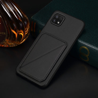 Samsung Galaxy A22 5G Calf Texture Leather Case with Dual Card Slots and Stand Function