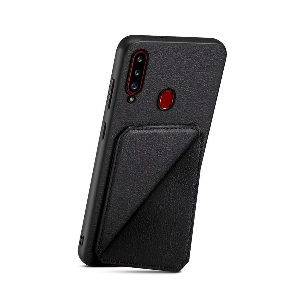 Samsung Galaxy A20s Calf Texture Leather Case with Dual Card Slots and Stand Function