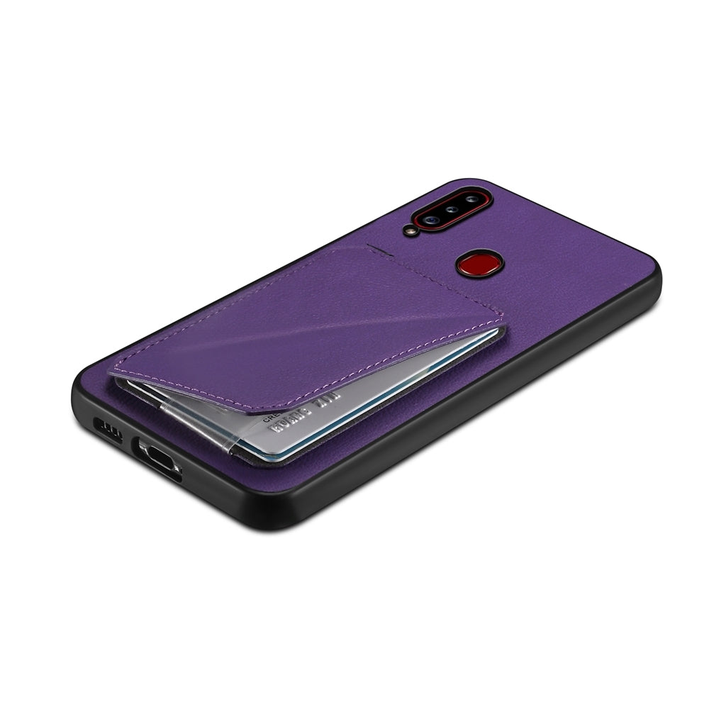 Samsung Galaxy A20s Calf Texture Leather Case with Dual Card Slots and Stand Function