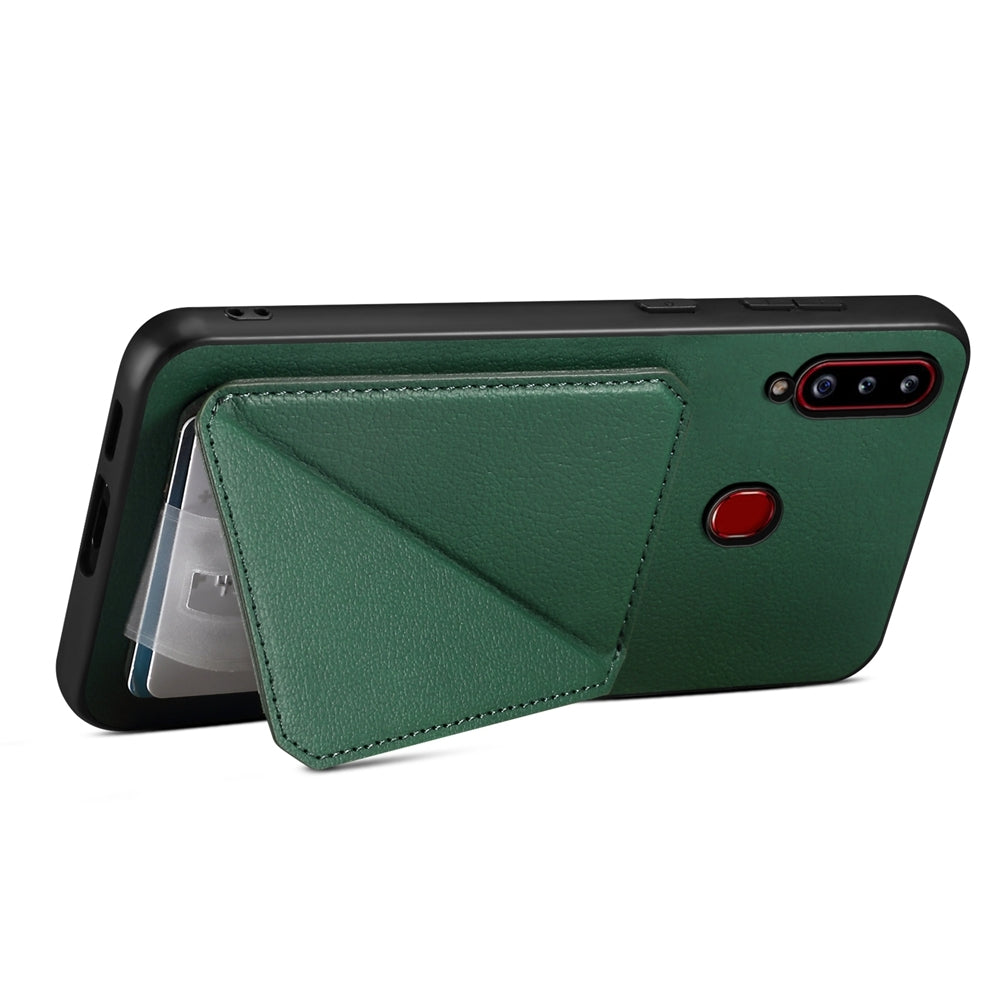 Samsung Galaxy A20s Calf Texture Leather Case with Dual Card Slots and Stand Function