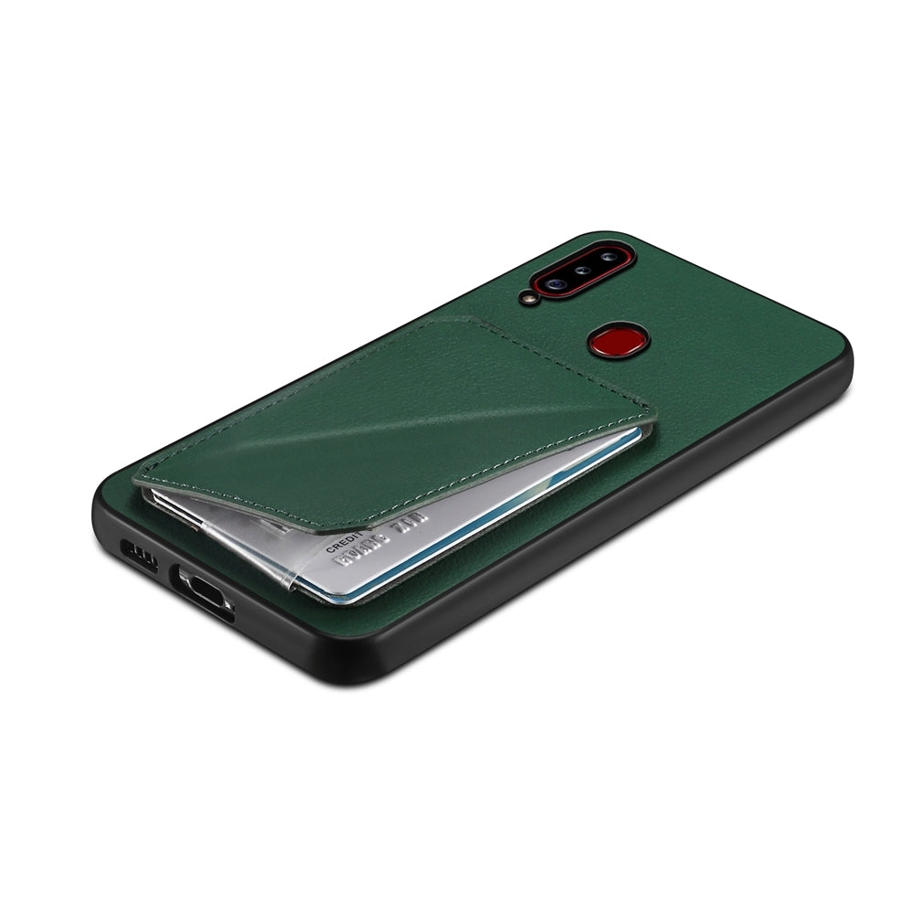 Samsung Galaxy A20s Calf Texture Leather Case with Dual Card Slots and Stand Function