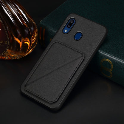 Samsung Galaxy A30 Calf Texture Leather Case with Dual Card Slots and Stand Function