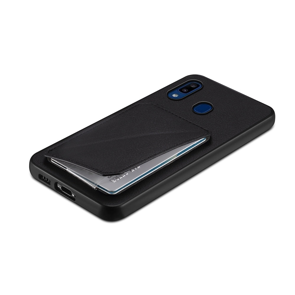 Samsung Galaxy A20 Calf Texture Leather Case with Dual Card Slots and Stand Function