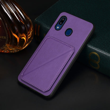 Samsung Galaxy A20 Calf Texture Leather Case with Dual Card Slots and Stand Function
