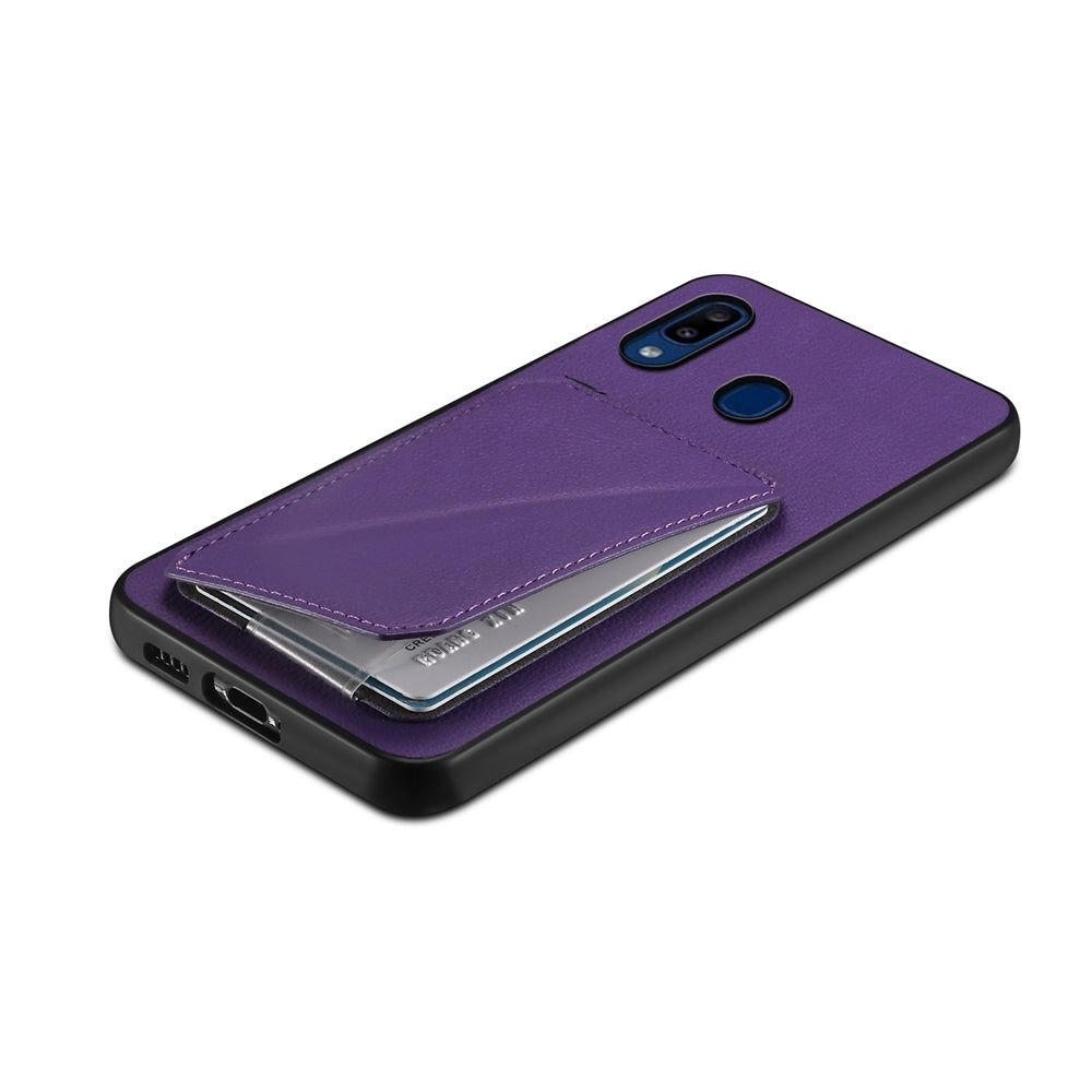 Samsung Galaxy A20 Calf Texture Leather Case with Dual Card Slots and Stand Function