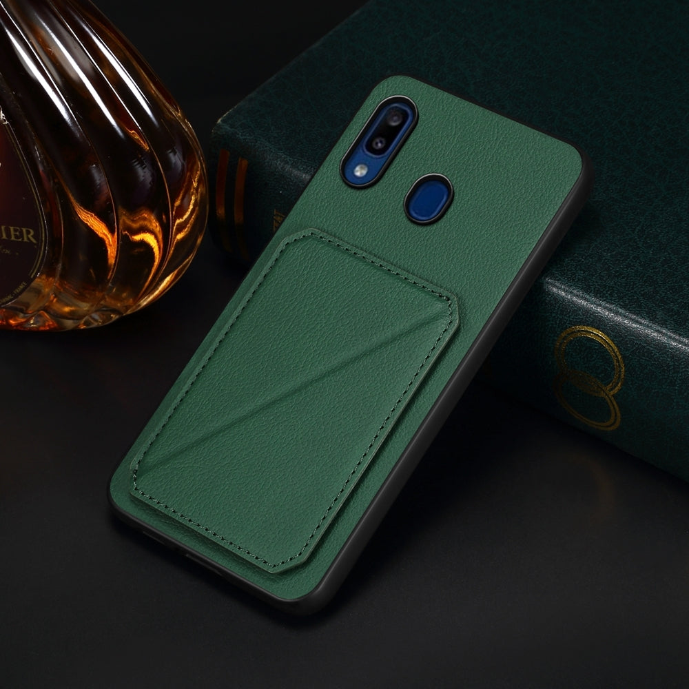 Samsung Galaxy A30 Calf Texture Leather Case with Dual Card Slots and Stand Function