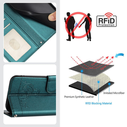 Google Pixel 4A 5G Leather Phone Case with Cat and Rat Embossed Pattern, RFID Protection, Card Holder Slots, Anti-fall Feature & Lanyard
