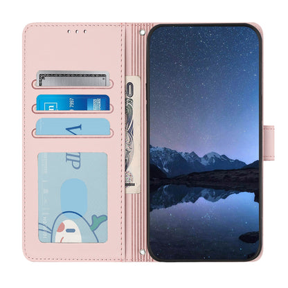 OPPO A32 2020 4G Leather Phone Case with Cat and Rat Embossed Pattern, RFID Protection, Card Holder Slots, Anti-fall Feature & Lanyard