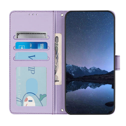 Realme GT 6 5G Global Leather Phone Case with Cat and Rat Embossed Pattern, RFID Protection, Card Holder Slots, Anti-fall Feature & Lanyard
