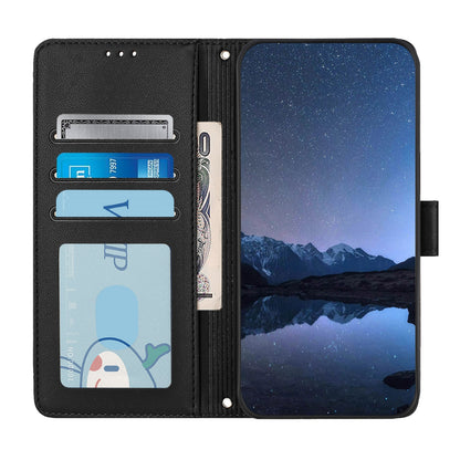 Realme GT 6T 5G Global Leather Phone Case with Cat and Rat Embossed Pattern, RFID Protection, Card Holder Slots, Anti-fall Feature & Lanyard