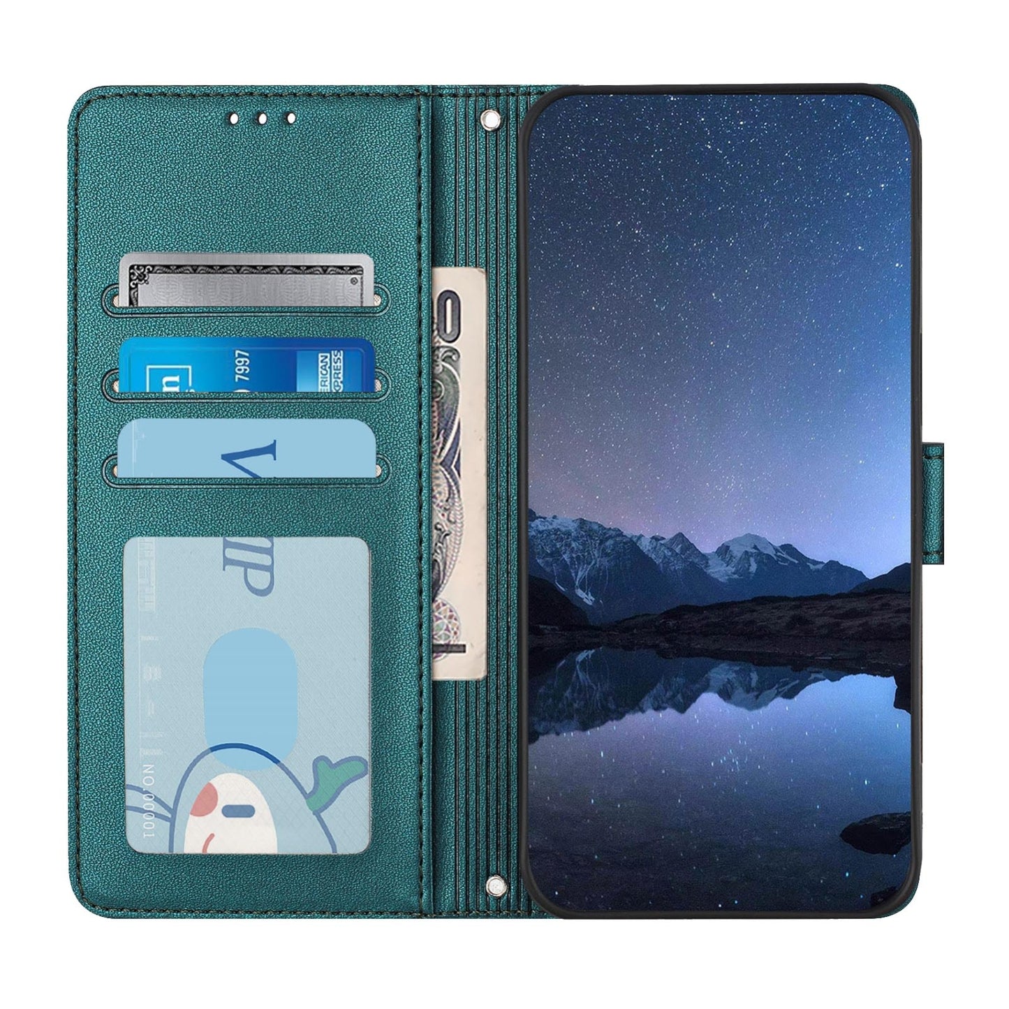 Realme 7i Leather Phone Case with Cat and Rat Embossed Pattern, RFID Protection, Card Holder Slots, Anti-fall Feature & Lanyard