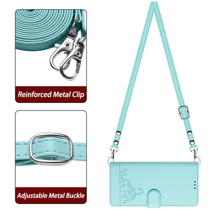 iPhone 11 Pro Leather Phone Case with Cat and Rat Embossed Pattern, RFID Protection, Card Holder Slots, Anti-fall Feature & Lanyard