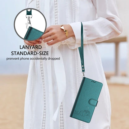 Infinix Smart 7 X6515 Leather Phone Case with Cat and Rat Embossed Pattern, RFID Protection, Card Holder Slots, Anti-fall Feature & Lanyard