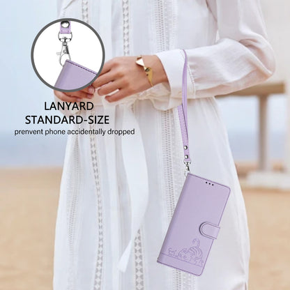 Xiaomi Redmi Note 12 Explorer Leather Phone Case with Cat and Rat Embossed Pattern, RFID Protection, Card Holder Slots, Anti-fall Feature & Lanyard