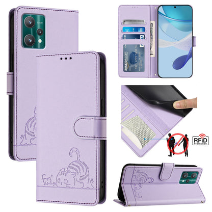 Motorola Moto X40 Leather Phone Case with Cat and Rat Embossed Pattern, RFID Protection, Card Holder Slots, Anti-fall Feature & Lanyard
