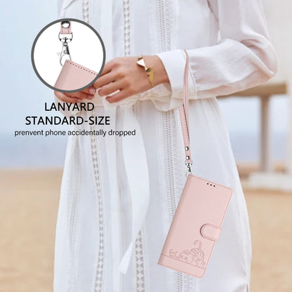 Xiaomi Mi 10T Lite 5G Leather Phone Case with Cat and Rat Embossed Pattern, RFID Protection, Card Holder Slots, Anti-fall Feature & Lanyard