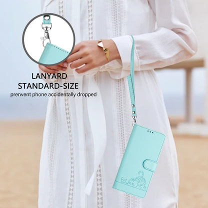 Honor 20 4G Leather Phone Case with Cat and Rat Embossed Pattern, RFID Protection, Card Holder Slots, Anti-fall Feature & Lanyard