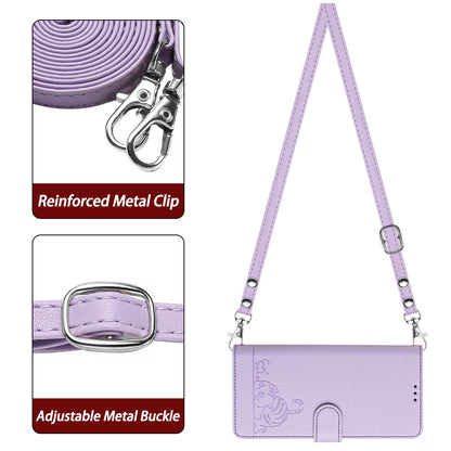 Honor X9b 5G Global Leather Phone Case with Cat and Rat Embossed Pattern, RFID Protection, Card Holder Slots, Anti-fall Feature & Lanyard