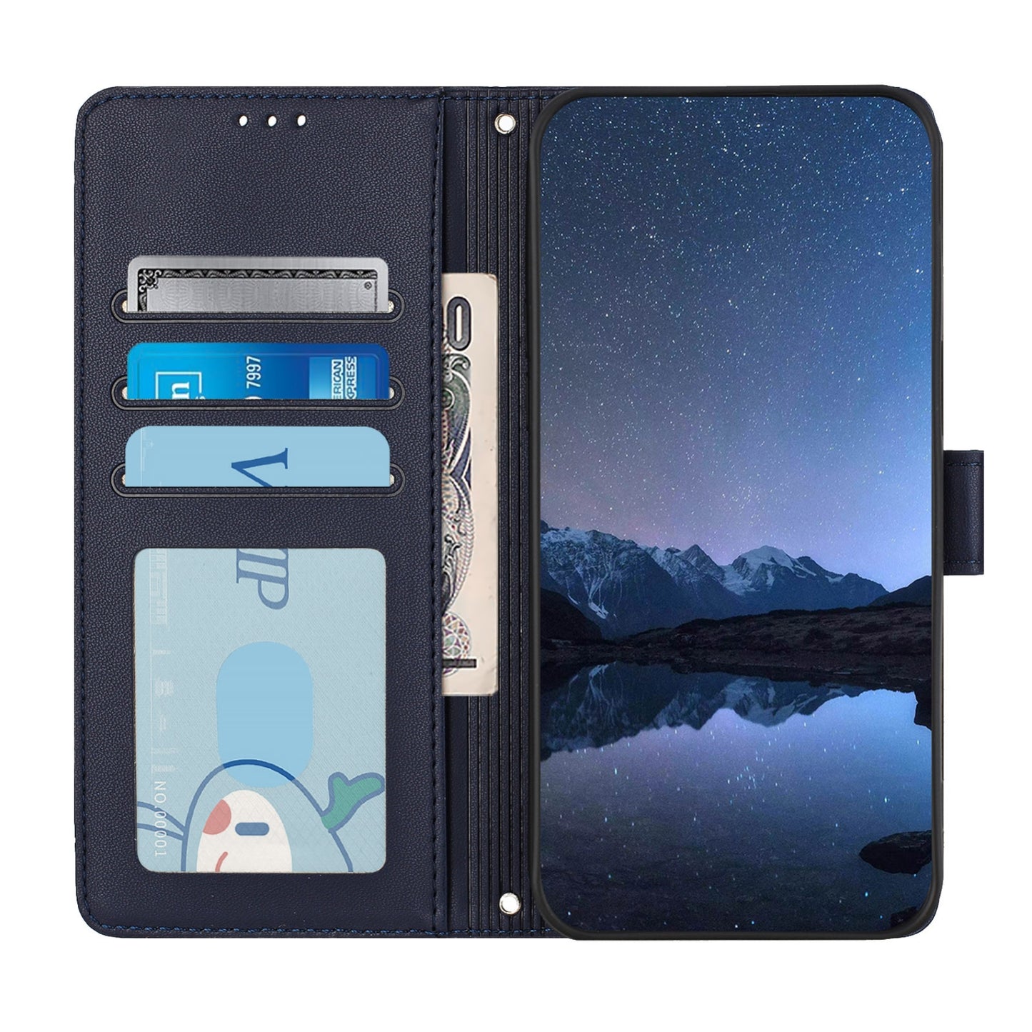 Honor X6b Leather Phone Case with Cat and Rat Embossed Pattern, RFID Protection, Card Holder Slots, Anti-fall Feature & Lanyard
