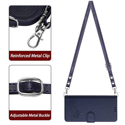 Blackview Wave 6C Leather Phone Case with Cat and Rat Embossed Pattern, RFID Protection, Card Holder Slots, Anti-fall Feature & Lanyard
