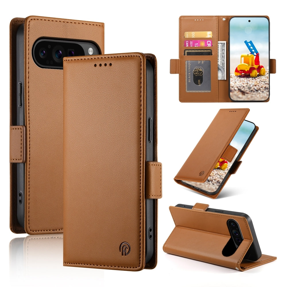 Google Pixel 9 Pro Wallet Case - Luxury Magnetic PU Leather Flip Cover with Card Slots, Stand & Shockproof Protection