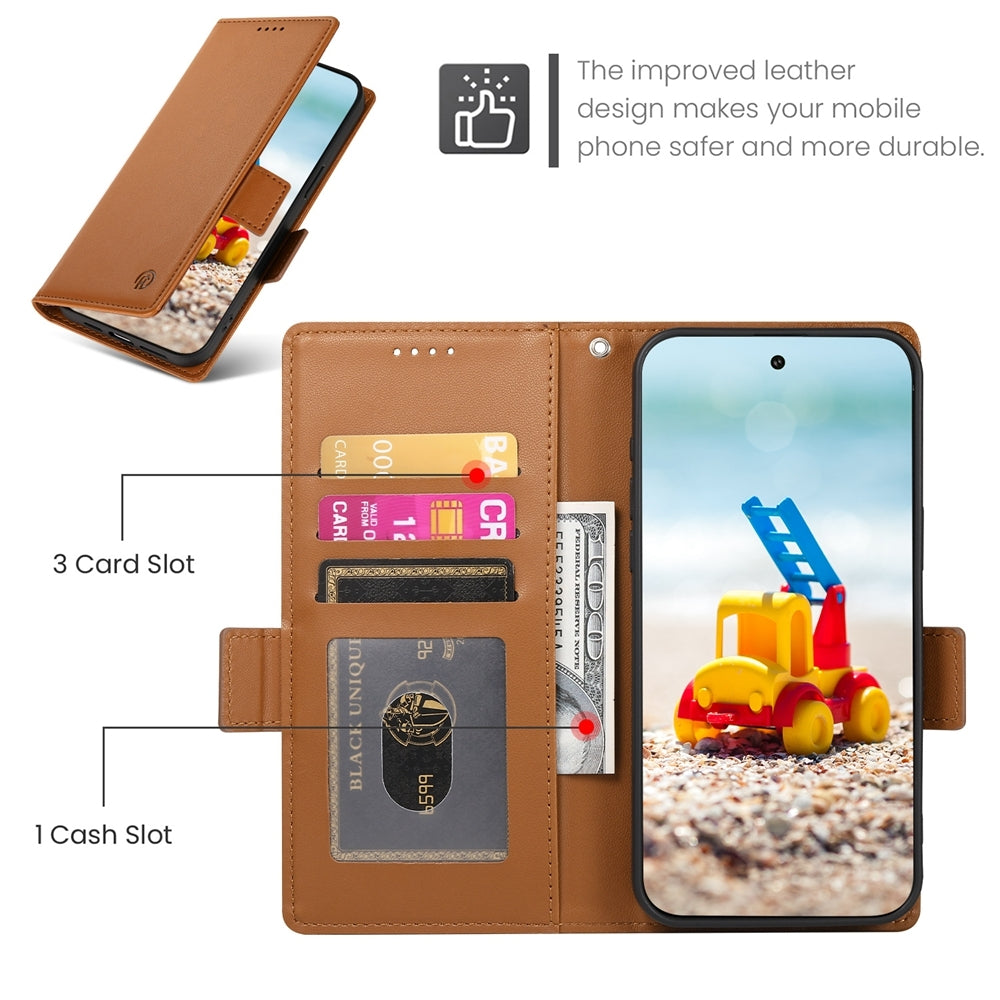 Google Pixel 9 Pro Wallet Case - Luxury Magnetic PU Leather Flip Cover with Card Slots, Stand & Shockproof Protection