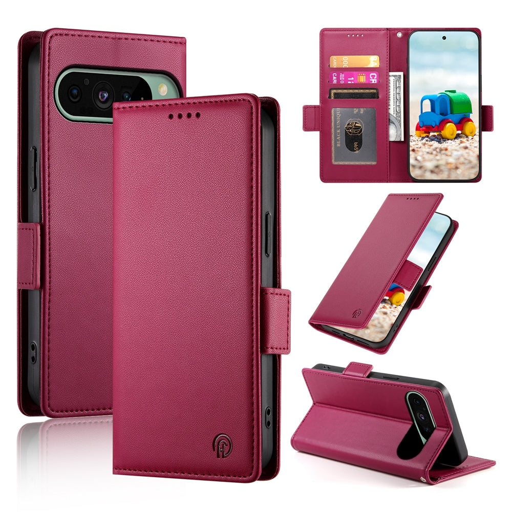Google Pixel 9 Wallet Case - Luxury Magnetic PU Leather Flip Cover with Card Slots, Stand & Shockproof Protection