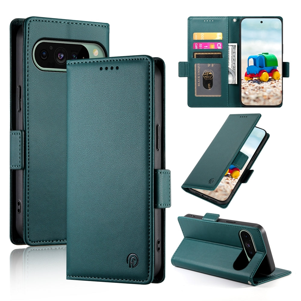 Google Pixel 9 Wallet Case - Luxury Magnetic PU Leather Flip Cover with Card Slots, Stand & Shockproof Protection