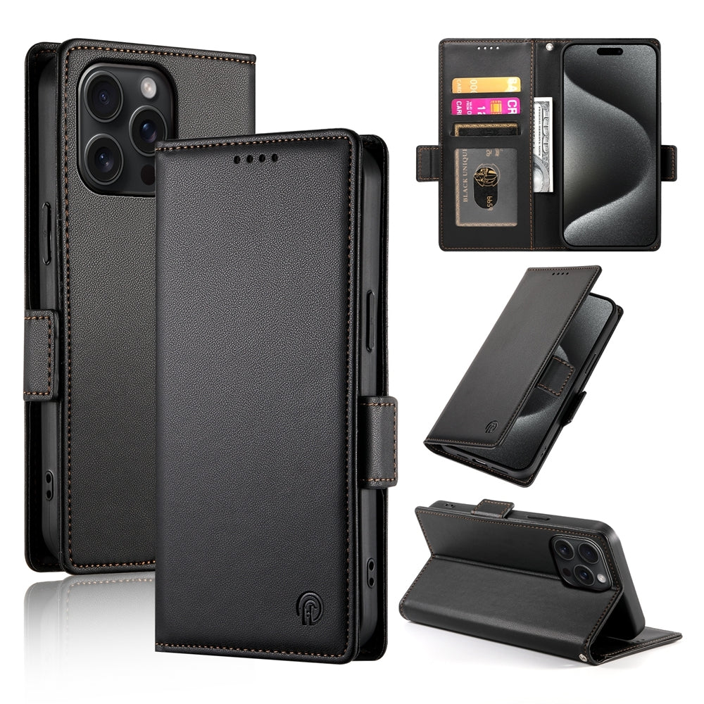 iPhone 15 Pro Max Wallet Case - Luxury Magnetic PU Leather Flip Cover with Card Slots, Stand & Shockproof Protection