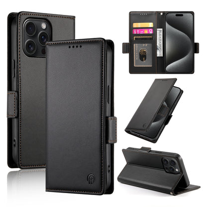 iPhone 15 Pro Max Wallet Case - Luxury Magnetic PU Leather Flip Cover with Card Slots, Stand & Shockproof Protection