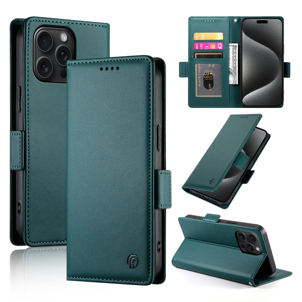 iPhone 15 Pro Max Wallet Case - Luxury Magnetic PU Leather Flip Cover with Card Slots, Stand & Shockproof Protection