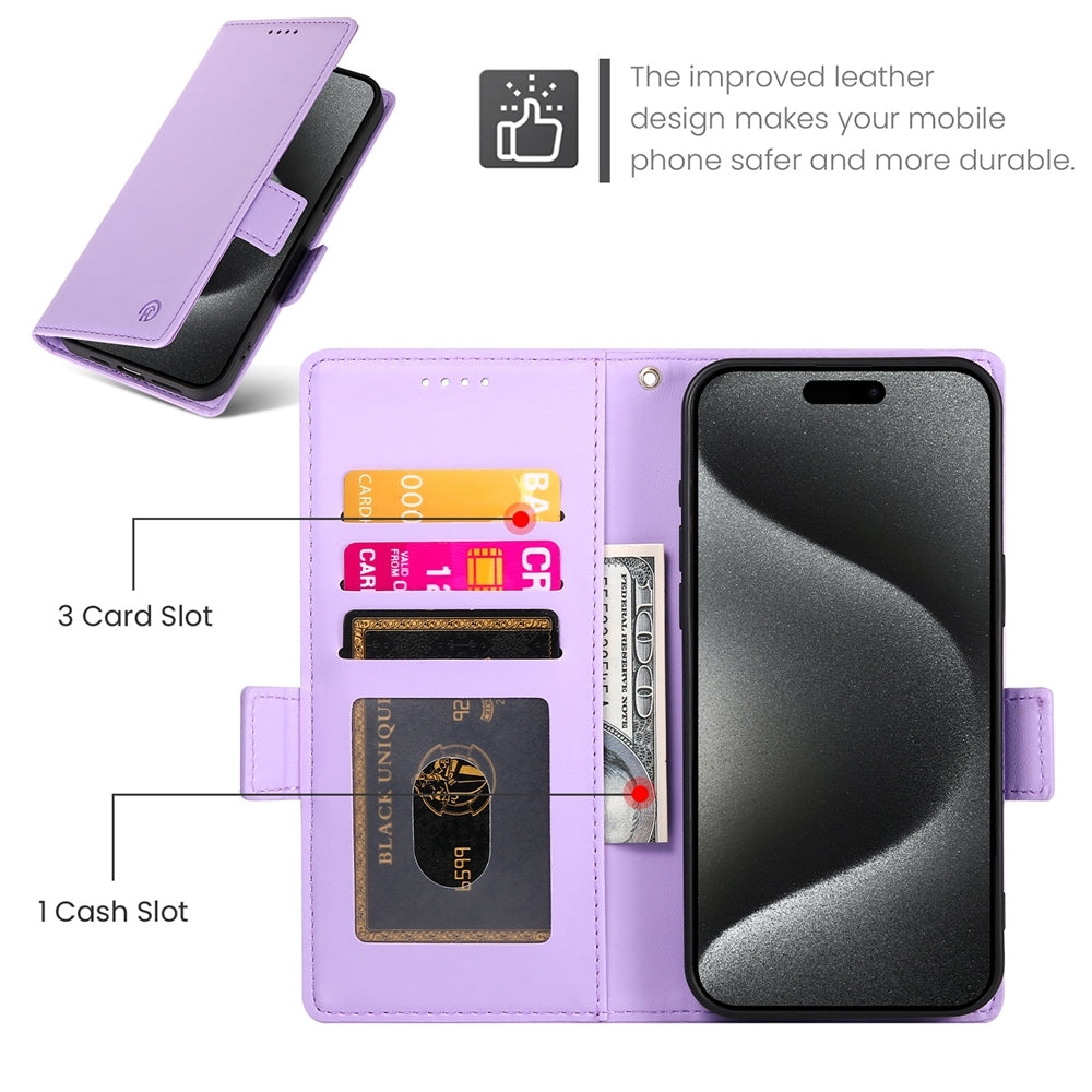 iPhone 15 Pro Max Wallet Case - Luxury Magnetic PU Leather Flip Cover with Card Slots, Stand & Shockproof Protection