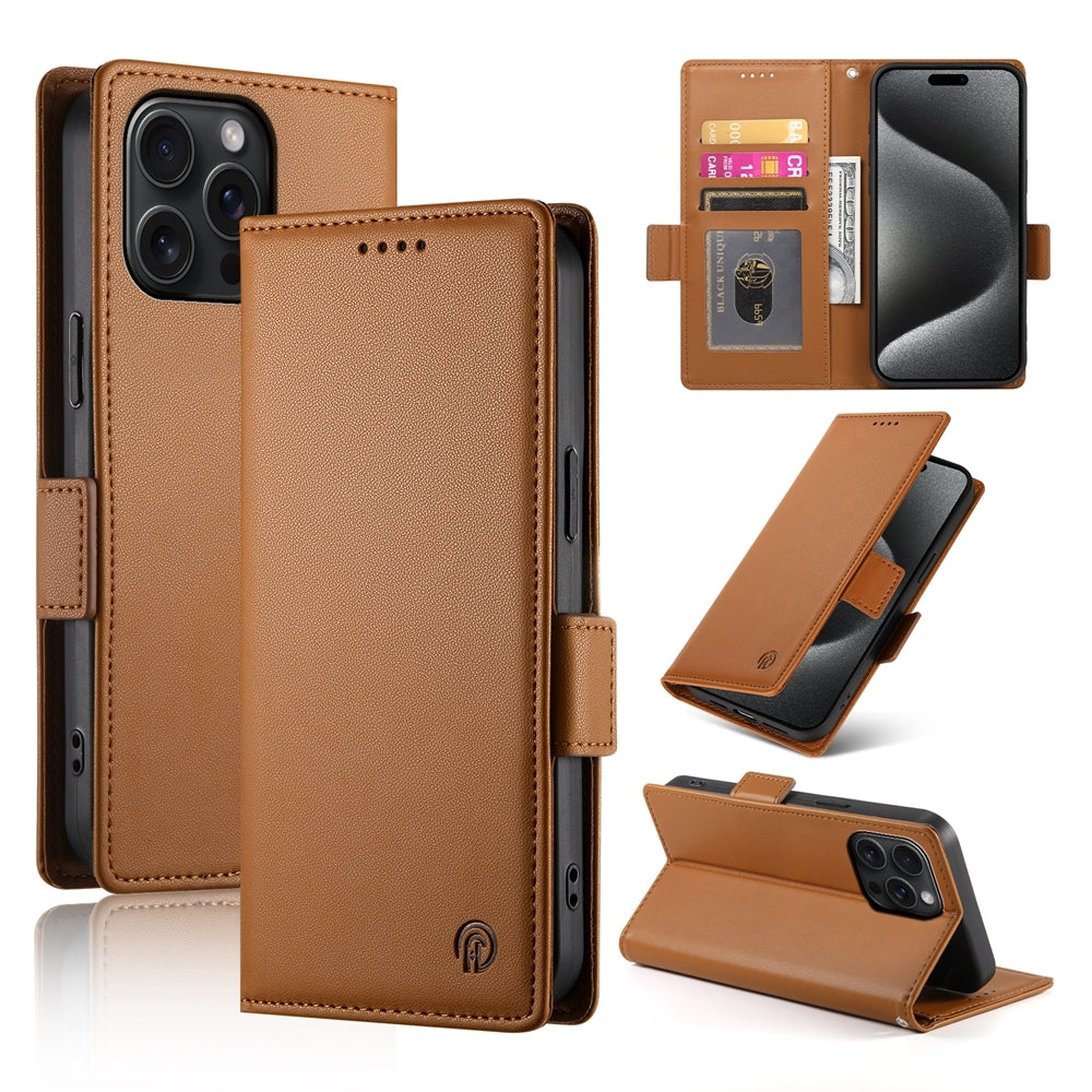 iPhone 15 Pro Max Wallet Case - Luxury Magnetic PU Leather Flip Cover with Card Slots, Stand & Shockproof Protection