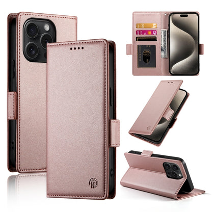 iPhone 15 Pro Wallet Case - Luxury Magnetic PU Leather Flip Cover with Card Slots, Stand & Shockproof Protection