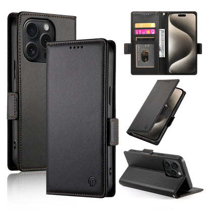 iPhone 15 Pro Wallet Case - Luxury Magnetic PU Leather Flip Cover with Card Slots, Stand & Shockproof Protection