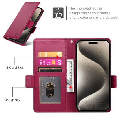 iPhone 15 Pro Wallet Case - Luxury Magnetic PU Leather Flip Cover with Card Slots, Stand & Shockproof Protection