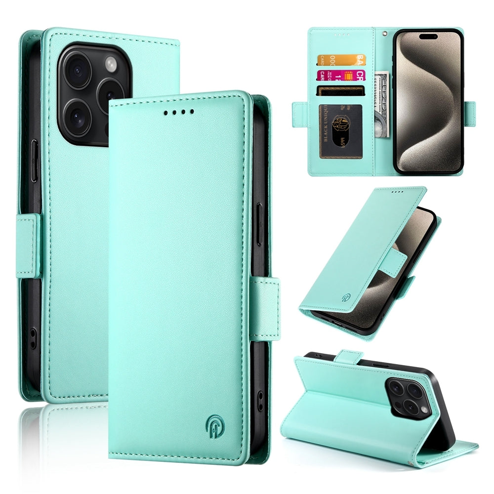 iPhone 15 Pro Wallet Case - Luxury Magnetic PU Leather Flip Cover with Card Slots, Stand & Shockproof Protection