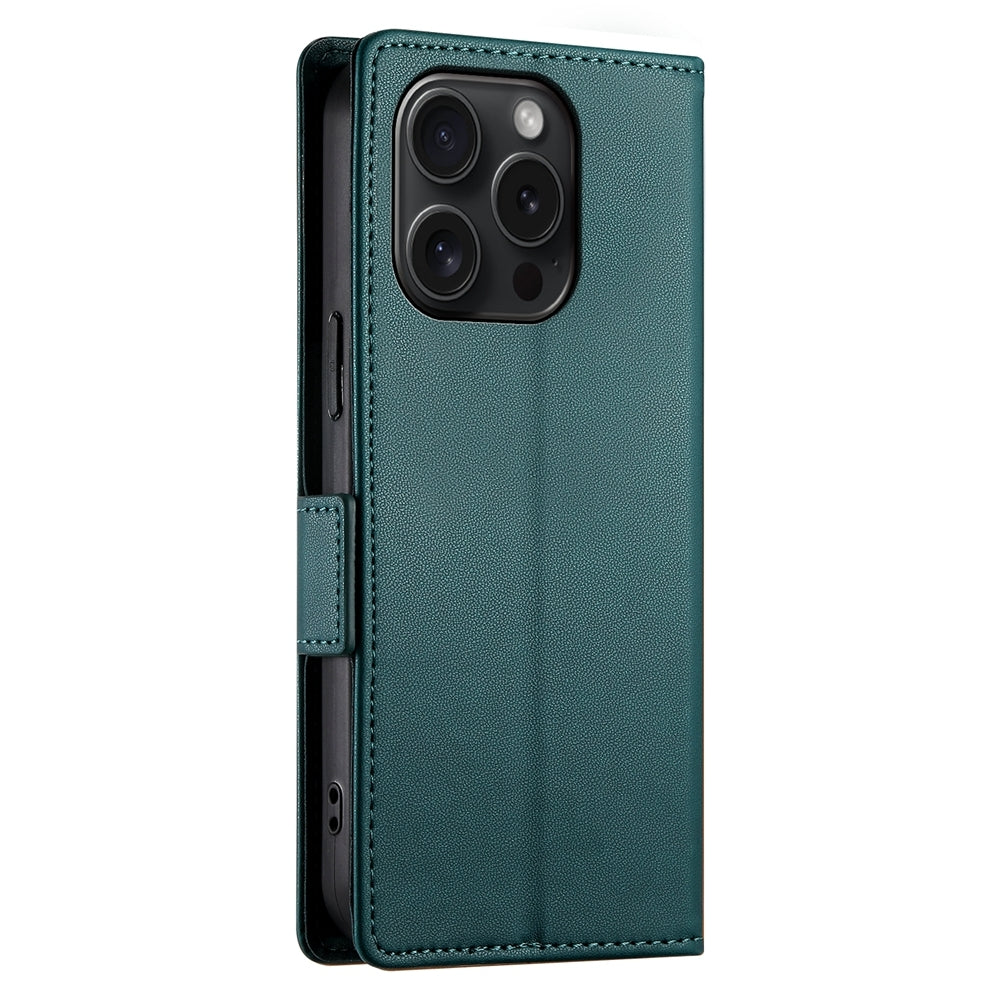 iPhone 15 Pro Wallet Case - Luxury Magnetic PU Leather Flip Cover with Card Slots, Stand & Shockproof Protection