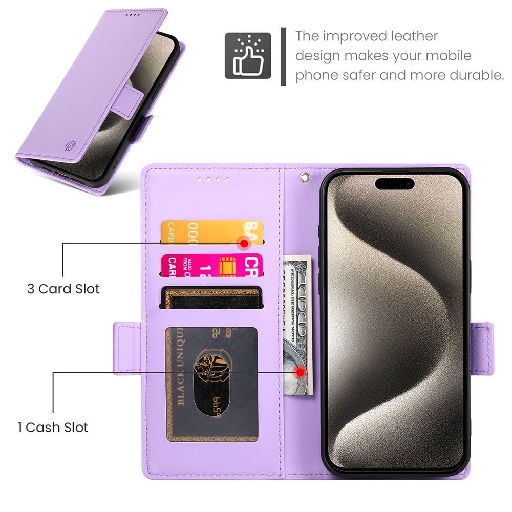 iPhone 15 Pro Wallet Case - Luxury Magnetic PU Leather Flip Cover with Card Slots, Stand & Shockproof Protection