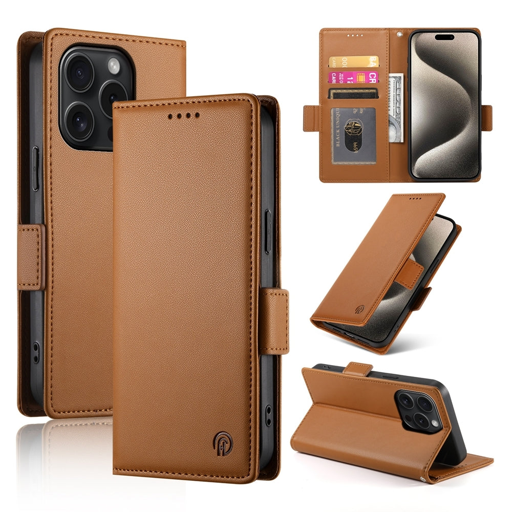 iPhone 15 Pro Wallet Case - Luxury Magnetic PU Leather Flip Cover with Card Slots, Stand & Shockproof Protection