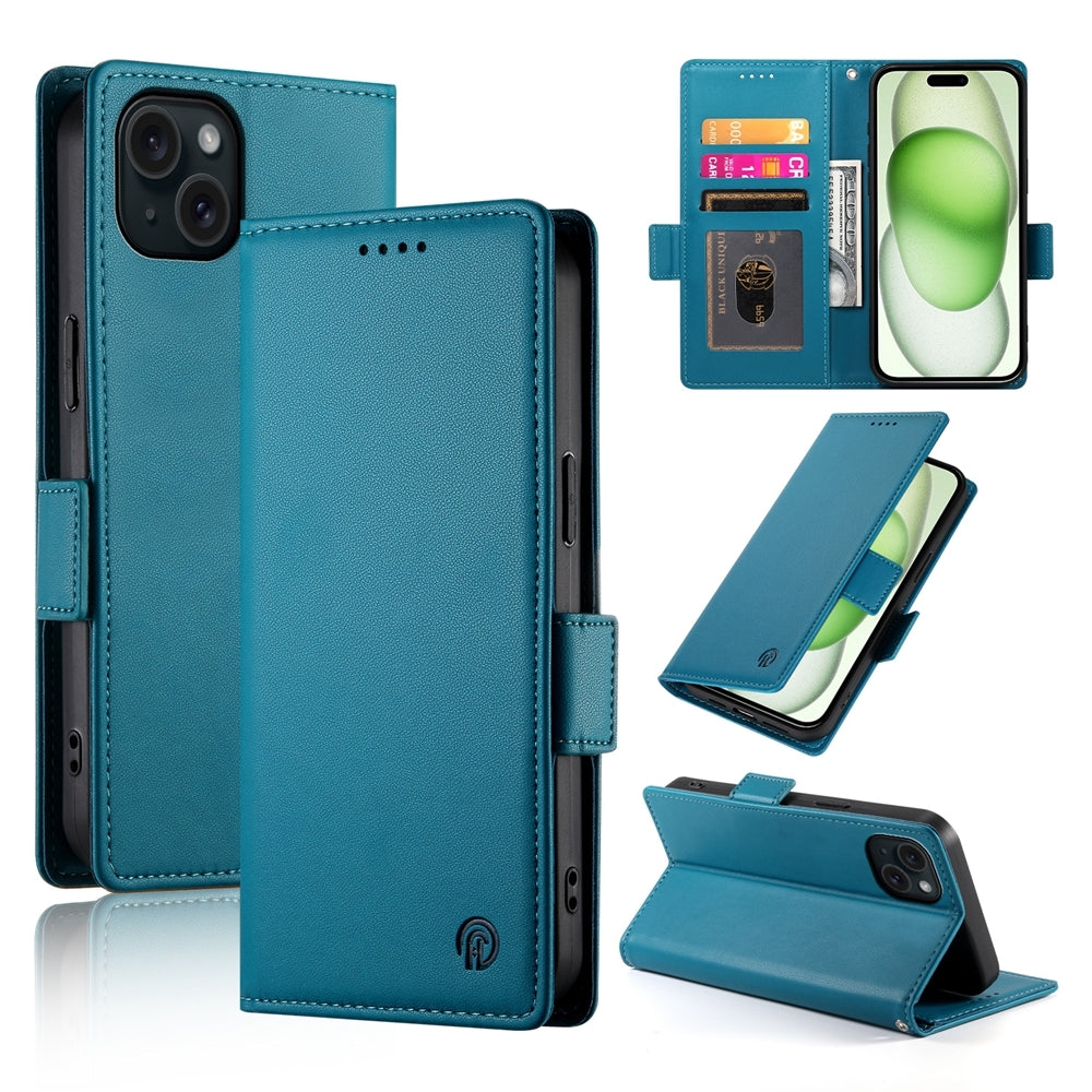 iPhone 15 Plus Wallet Case - Luxury Magnetic PU Leather Flip Cover with Card Slots, Stand & Shockproof Protection