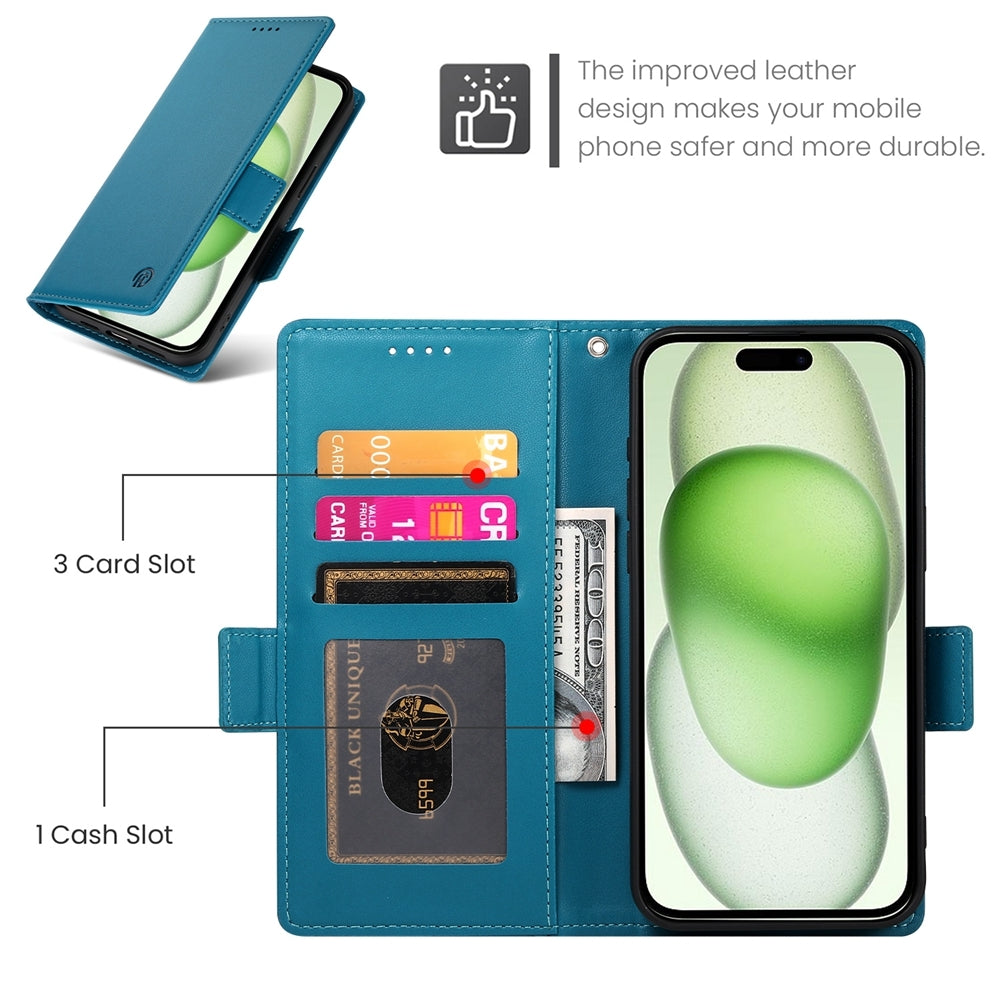 iPhone 15 Plus Wallet Case - Luxury Magnetic PU Leather Flip Cover with Card Slots, Stand & Shockproof Protection