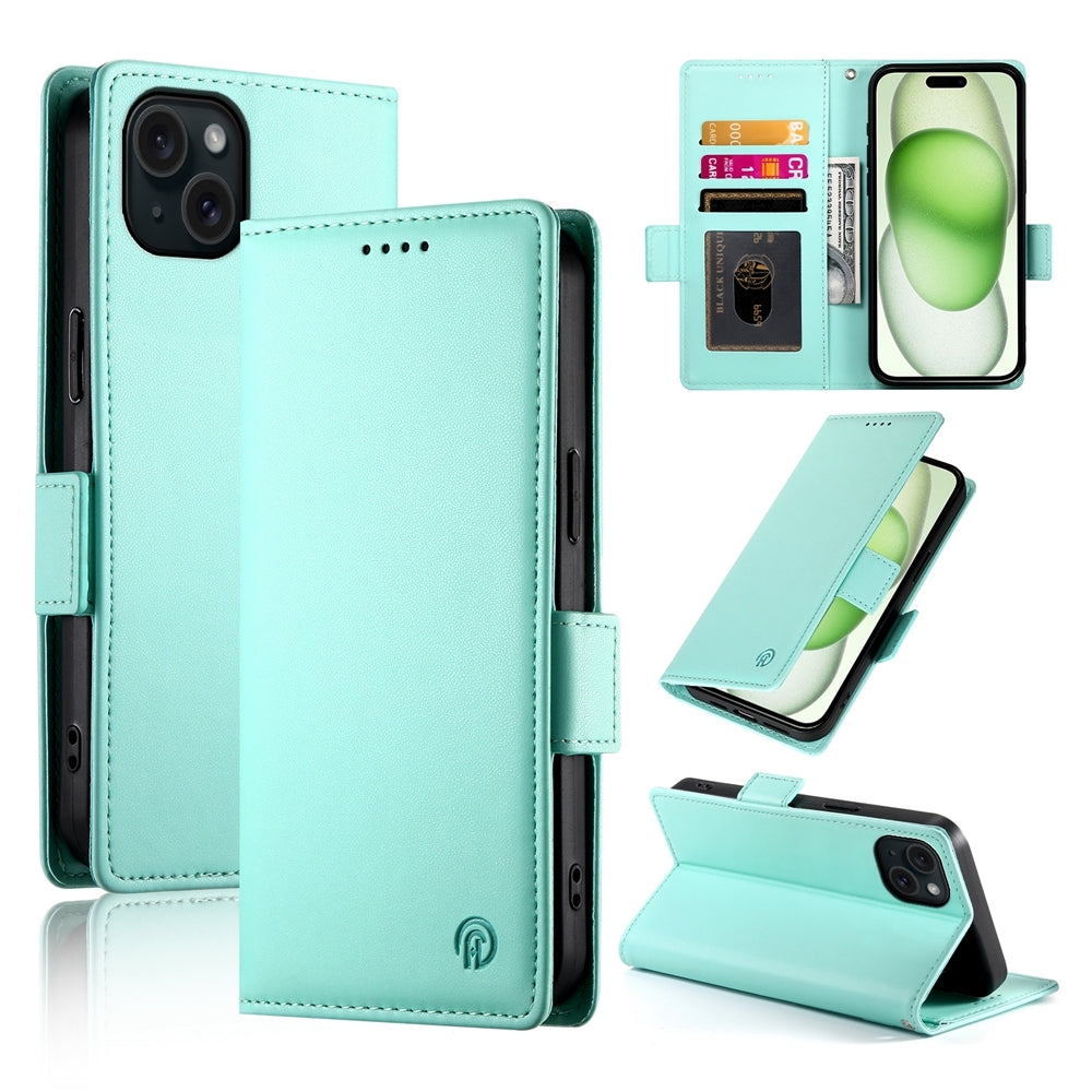 iPhone 15 Plus Wallet Case - Luxury Magnetic PU Leather Flip Cover with Card Slots, Stand & Shockproof Protection