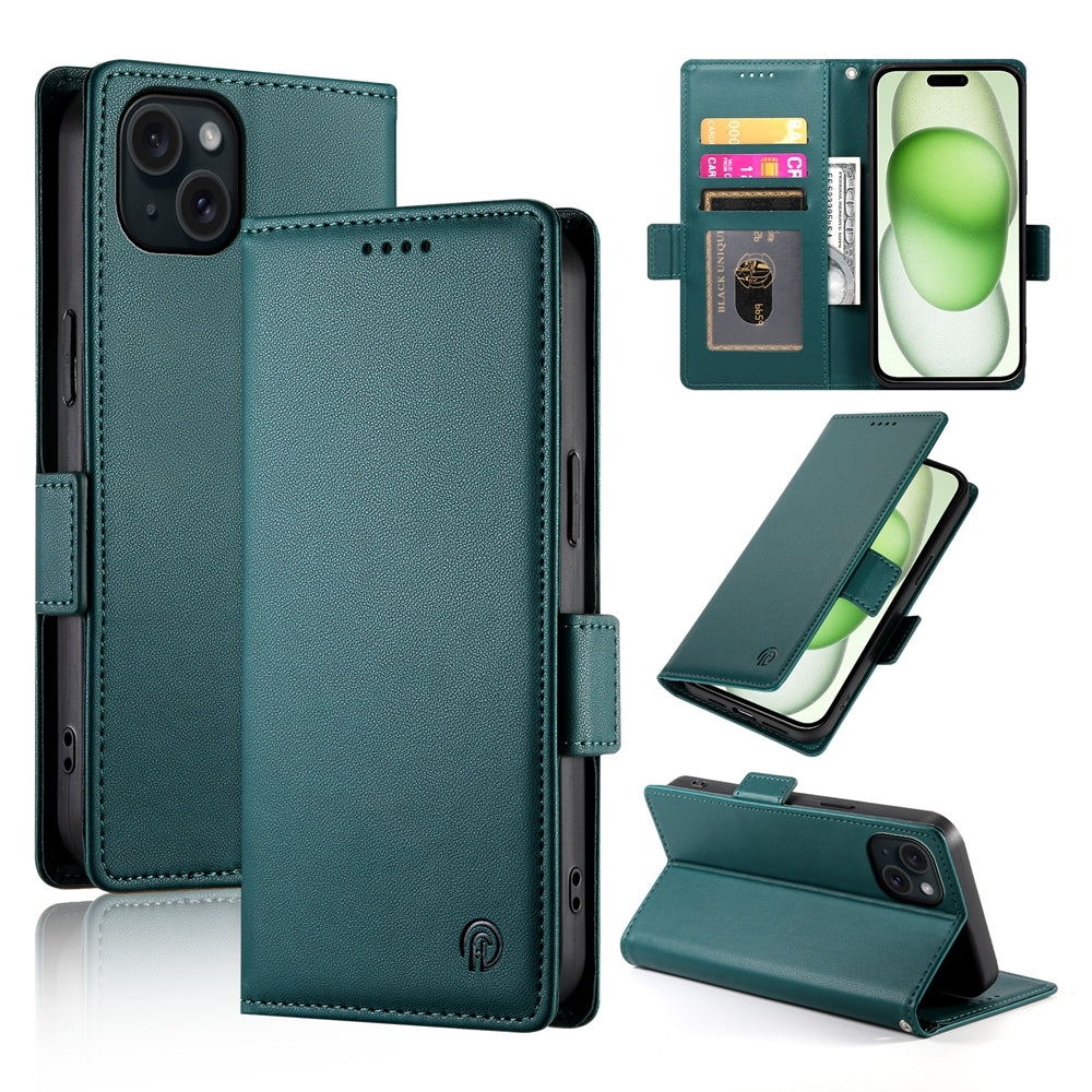 iPhone 15 Plus Wallet Case - Luxury Magnetic PU Leather Flip Cover with Card Slots, Stand & Shockproof Protection